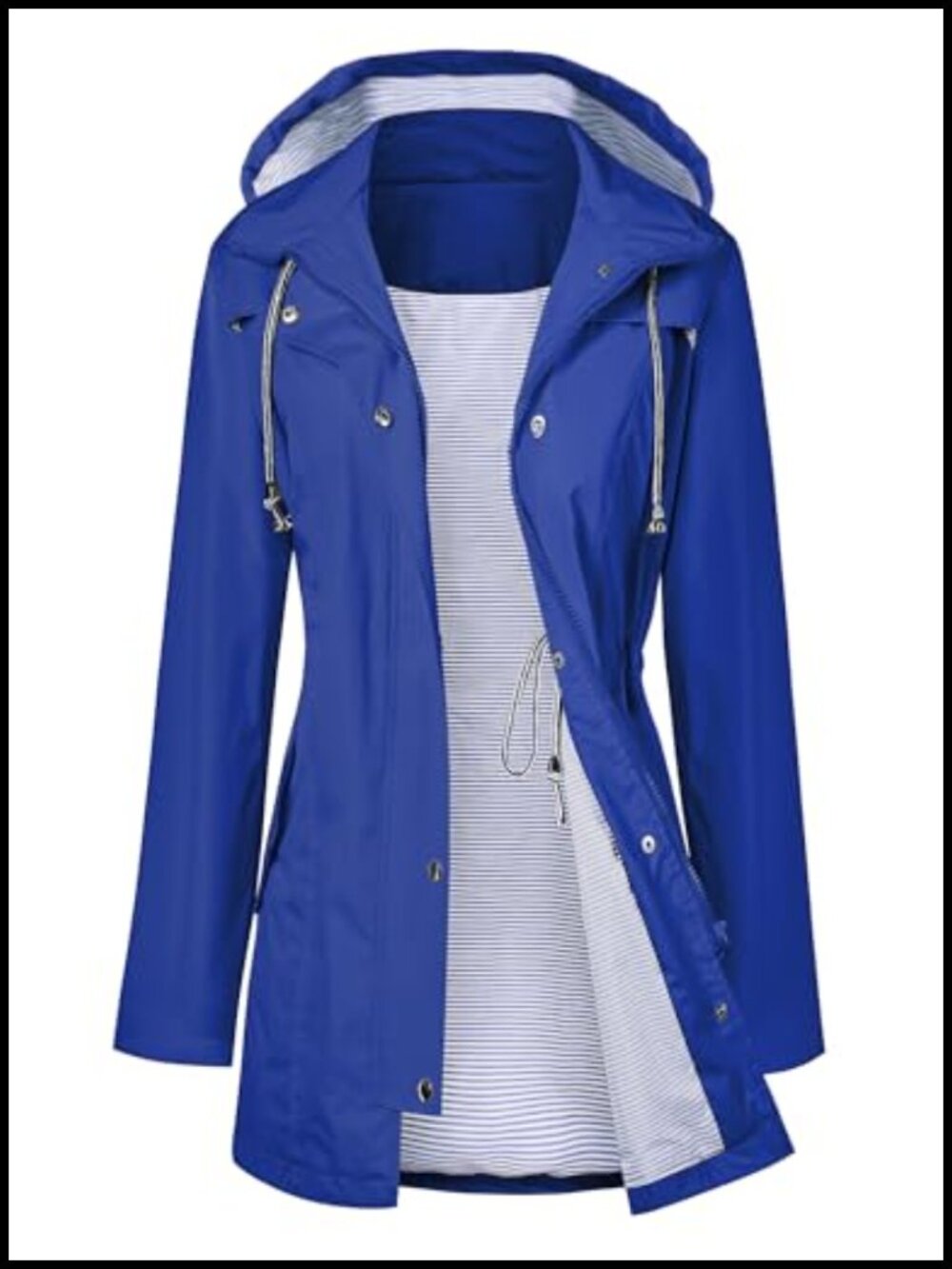 LOMON Women Waterproof Long Hooded Trench Raincoat Windbreaker